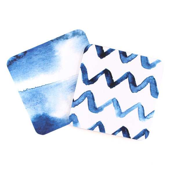 Indigo Chevron Coasters