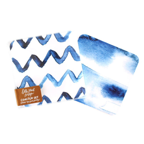 Indigo Chevron Coasters