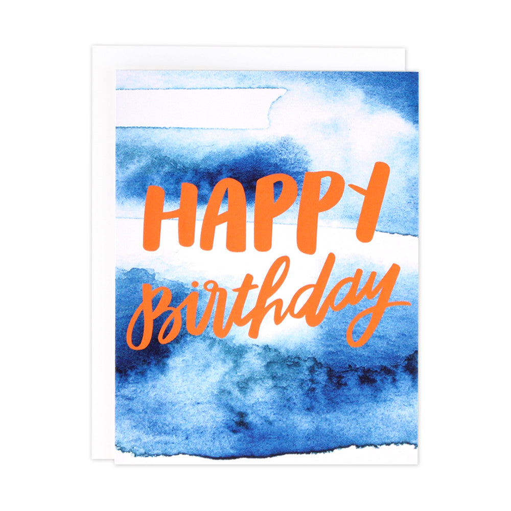 Indigo Watercolor Birthday Card