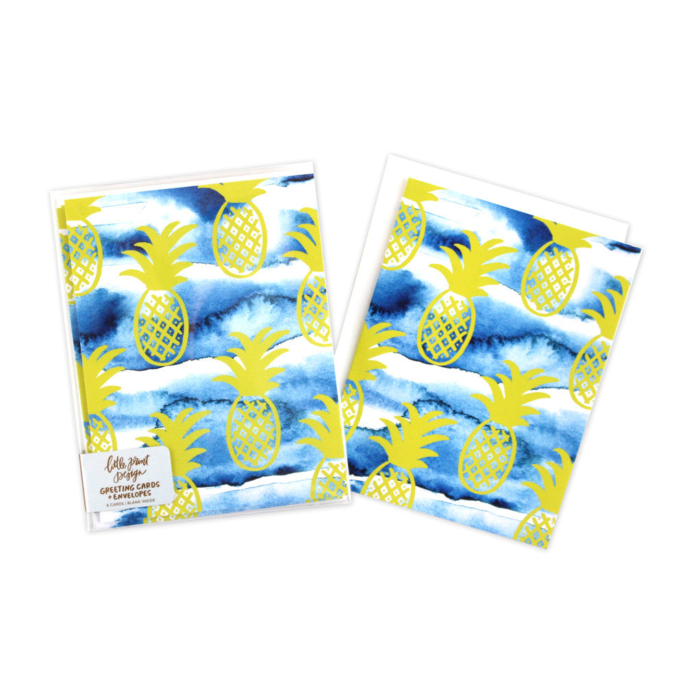 Indigo Pineapple Blank Cards