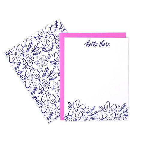 Floral Hello Flat Notecards