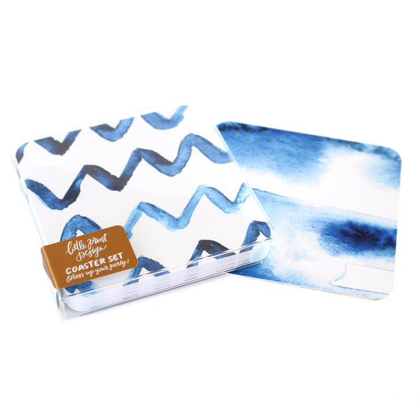 Indigo Chevron Coasters